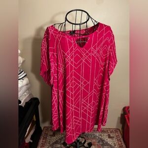 Torrid 4 size 4x 4 x casual dress womens pink print shirt blouse pretty light